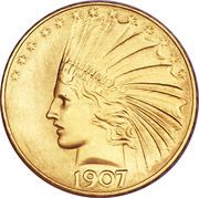 10 Dollars (Indian Head - No motto) - Obverse