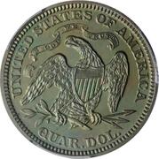 ¼ Dollar - Seated (w/motto w/o date Arrows - Copper Pattern) - Reverse