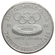 25 Dollars (Governor Lutali - XXIV Olympics, denomination in letters) - Reverse