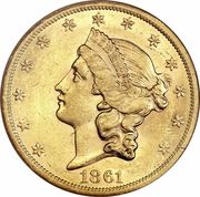 20 Dollars (Liberty Head - Double Eagle, No motto, Paquet reverse) - Obverse