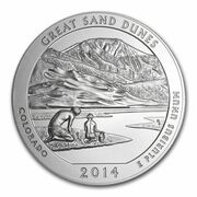 ¼ Dollar ("Washington Quarter" Great Sand Dunes – Colorado; Silver 5 oz Bullion) - Reverse