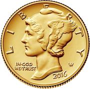 1 Dime (Mercury Dime Gold Commemorative) - Obverse