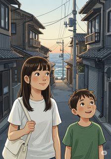 潮騒のメモリー daily life story for 7-12 years children in Japanese featuring warm themes