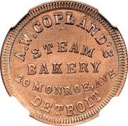 Cent - Civil War Merchant Token - A.W. Copland Steam Bakery (Detroit, Michigan) - Obverse