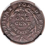 Cent - Hard Times Token - Shin Plasters (Not One Cent For Tribute) - Reverse