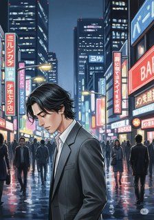 ネオンの下の希望 daily life story for 13-18 years children in Japanese featuring healing themes