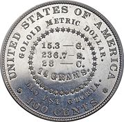 1 Dollar "1880 Goloid Metric Dollar" (Pattern; Goloid) - Reverse