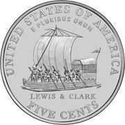 5 Cents "Jefferson Nickel" (Westward Journey, Keelboat) - Reverse