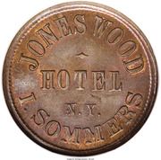 Civil War Merchant Token - I. Sommers Jones Wood Hotel (New York) - Obverse