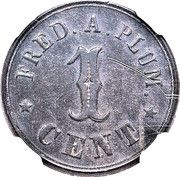 Civil War Merchant Token - Fred A. Plum Goodyear Rubber Depot (Troy, New York) - Obverse