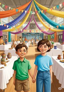 Sam and the Celebration Tapestry educational story for 7-12 years children in English featuring warm themes