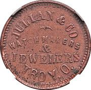 Cent - Civil War Merchant Token - Julian and Co. Watchmaker (Troy, OH) - Obverse