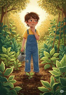 Leo's Garden Adventure educational story for 7-12 years children in English featuring warm themes