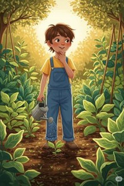 Leo's Garden Adventure educational story for 7-12 years children in English featuring warm themes