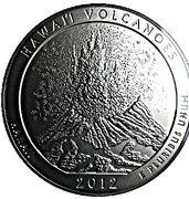 ¼ Dollar "Washington Quarter" (Hawai'i Volcanoes National Park - Silver 5 oz Bullion) - Reverse