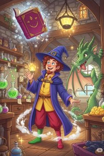 Wally the Wacky Wizard fantasy story for 3-6 years children in English featuring humorous themes