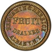 Civil War Token - Benjamin and Herrick Fruit Dealers (Albany New York) - Obverse