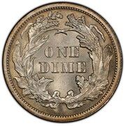 1 Dime "Seated Liberty Dime" (w/o stars, date arrows removed) - Reverse