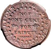 1 Cent - Hard Times Token - Millions For Defence (Not For One Cent) - Reverse