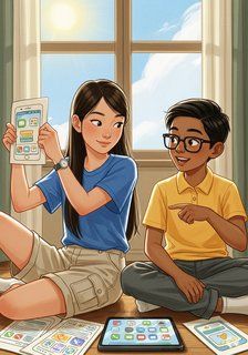 The App-Makers and the Curious Mind educational story for 7-12 years children in English featuring inspiring themes