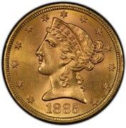 5 Dollars (Coronet Head - With motto) - Obverse