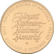 5 Dollars (Mount Rushmore Golden Anniversary) - Reverse