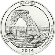 ¼ Dollar - "Washington Quarter" (Arches National Park - Silver 5 oz Bullion) - Reverse