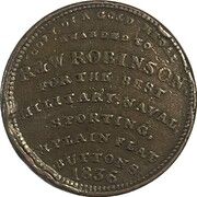Hard Times Token - R and W Robinson (Attleboro, MA) - Reverse