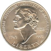 1 Dollar (Birth of Thomas Jefferson) - Obverse