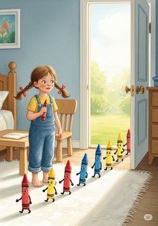 Lulu and the Great Crayon Escape fantasy story for 3-6 years children in English featuring warm themes