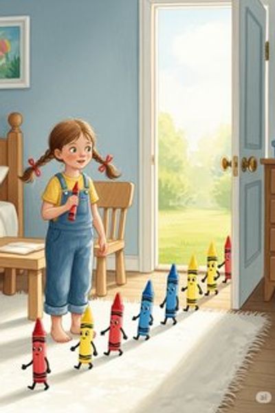 Lulu and the Great Crayon Escape fantasy story for 3-6 years children in English featuring warm themes