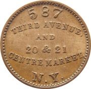 Civil War Merchant Token - Frederick Rollwagon, Jr (New York, New York) - Reverse