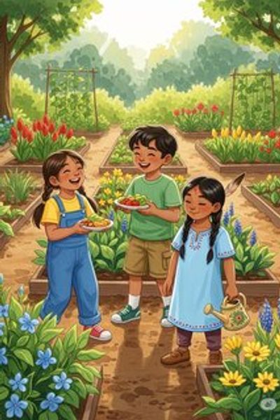 Lila's Colorful Garden Adventure daily life story for 7-12 years children in English featuring warm themes