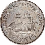 5 Cents - Christian IX - Reverse