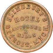 Civil War Merchant Token - Blindbury's Hotel (Detroit, Michigan) - Obverse