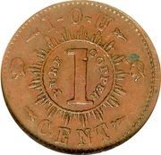 Cent - Civil War Merchant Token - Washington Restaurant (New York, NY) - Reverse