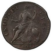 ½ Penny - Copper "MB Right, INDE ET" - Reverse