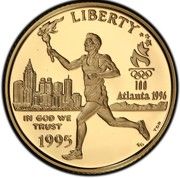 5 Dollars (XXVI Olympiad Torch Runner) - Obverse