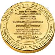10 Dollars (Thomas Jefferson's Liberty; Bullion Coinage) - Reverse