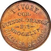 Civil War Merchant Token - T. Ivory, Billiard Saloon (Brooklyn, New York) - Obverse