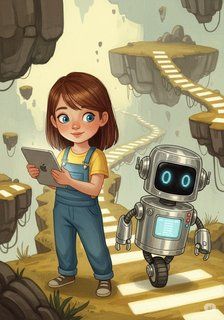 Pip and the Digital Keys educational story for 7-12 years children in English featuring tense themes