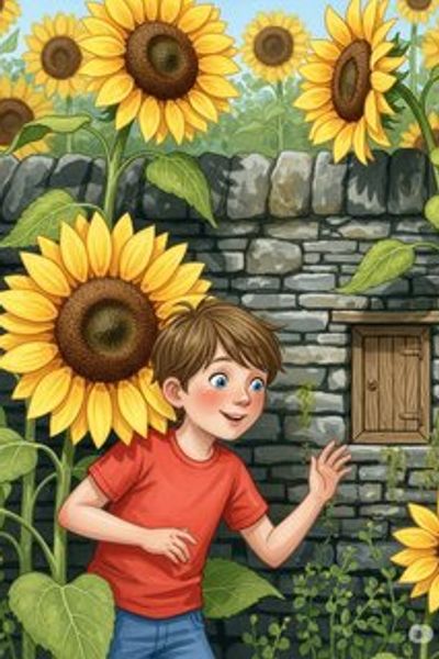 Leo and the Sunflower Secret fantasy story for 3-6 years children in English featuring warm themes