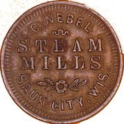 Civil War Merchant Token - C. Nebel (Sauk City, Wisconsin) - Reverse