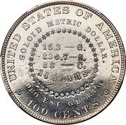 1 Dollar "1880 Goloid Metric Dollar" (Pattern; Goloid) - Reverse