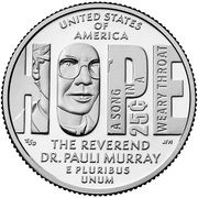 25 Cents "Washington Quarter" (Rev. Dr. Pauli Murray) - Reverse