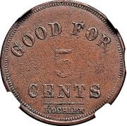 5 Cents - Civil War Sutler Token - W.A. Farr (14th New Hampshire Volunteers) - Reverse