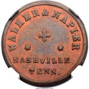 Cent - Civil War Merchant Token - Walker and Napier Barbers (Nashville, Tennessee) - Obverse