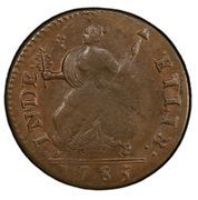 ½ Penny - Copper "Bust Facing Right" - Reverse