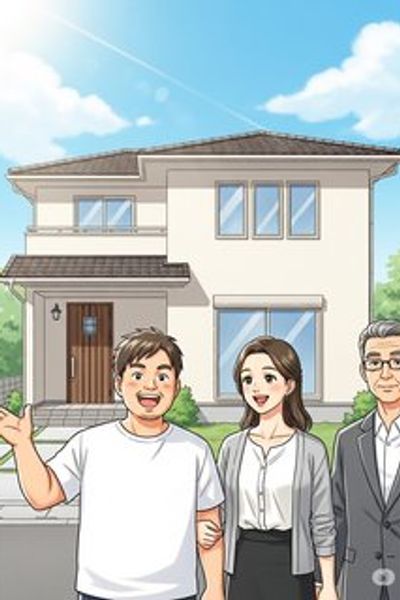 はじめてのしんちくたてうりぶっけん educational story for 7-12 years children in Japanese featuring warm themes