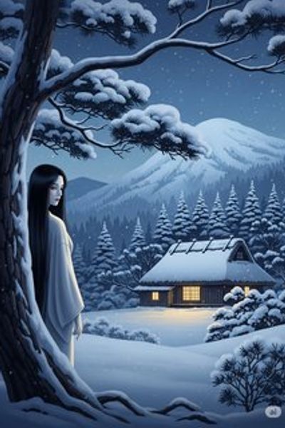雪女の涙 mythology story for 7-12 years children in Japanese featuring mysterious themes